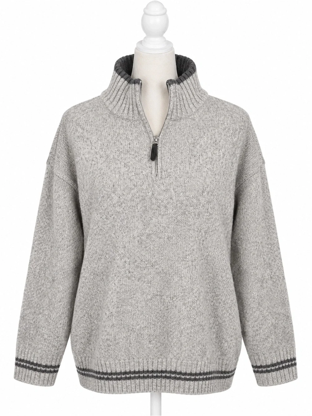 Daniele Blasi Mens XL Italian Wool Blend Quarter Zip Sweater Gray Made In Italy